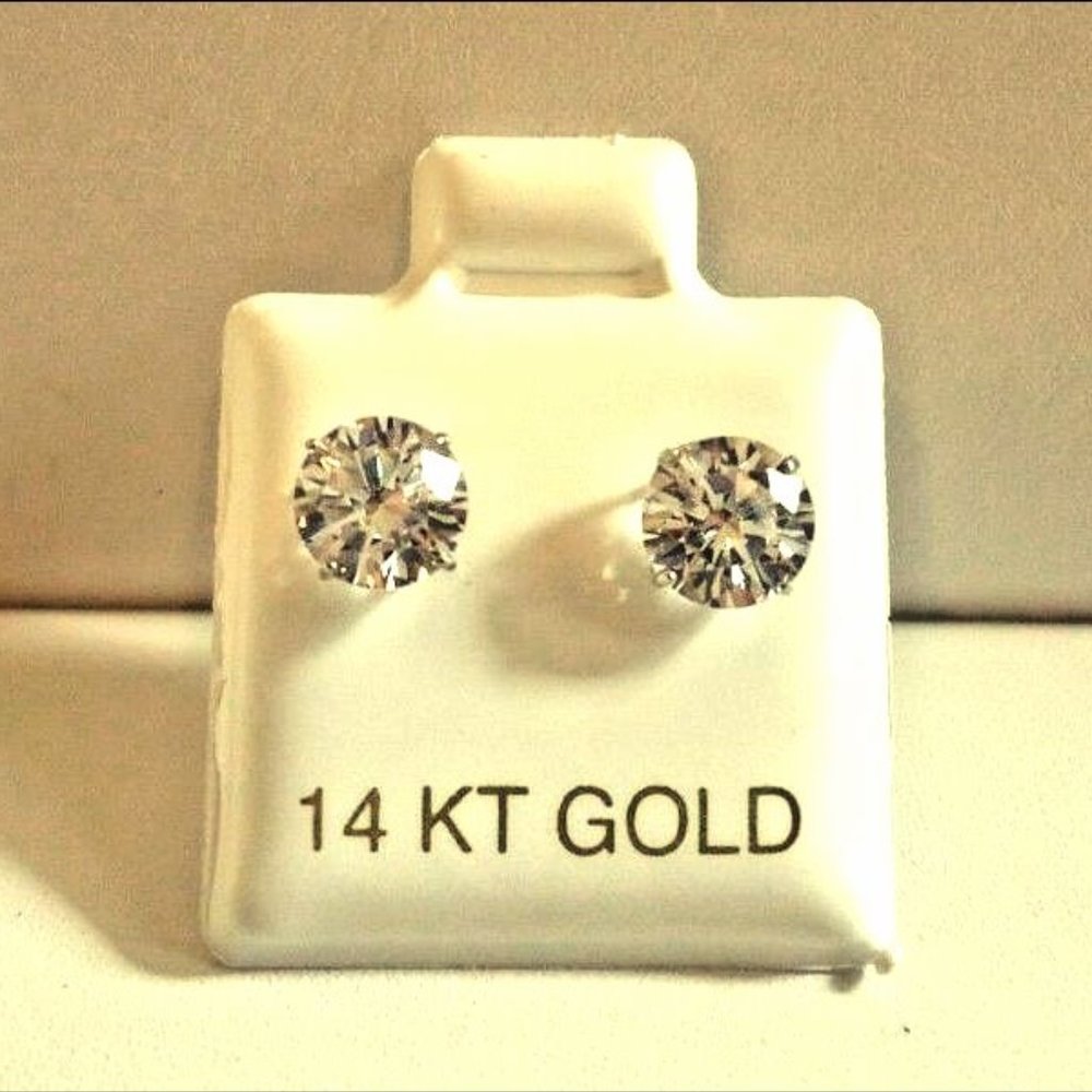 14KT GOLD GENUINE DIAMOND EAR RINGS